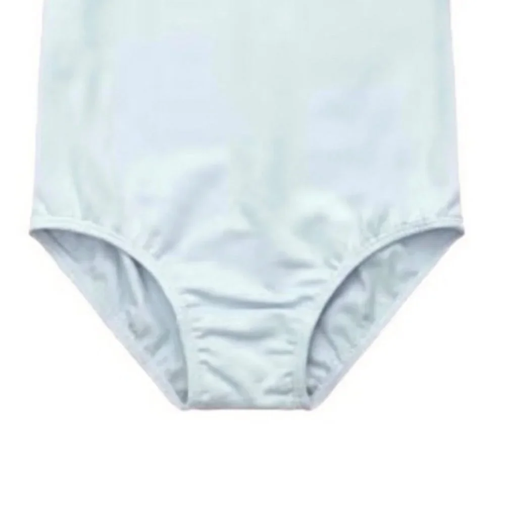 Danskin Childs M 8-10 Long Sleeve Leotard China Blue Scoop Neck Dance Class